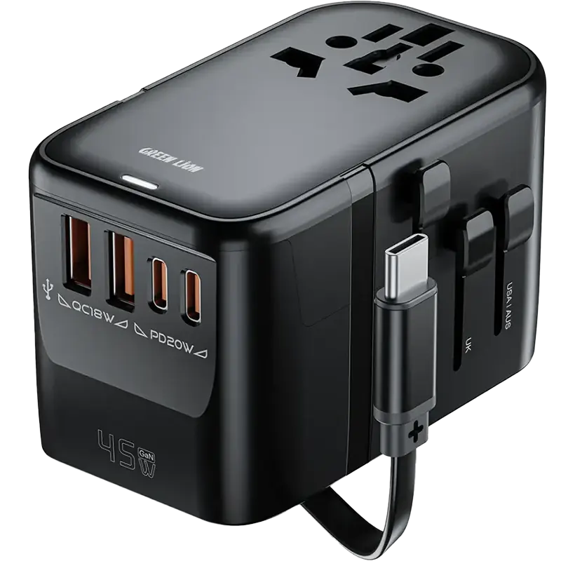 Green Lion Companion 45 GaN 45W Travel Adapter Black 1 Mascom International.webp